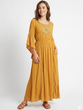 Boho Crochet Front And Bell Sleeves Dress By Dreamcatcher